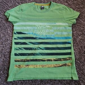 The North Face Green Printed Active Fit Cotton Graphic Shirt Men's L